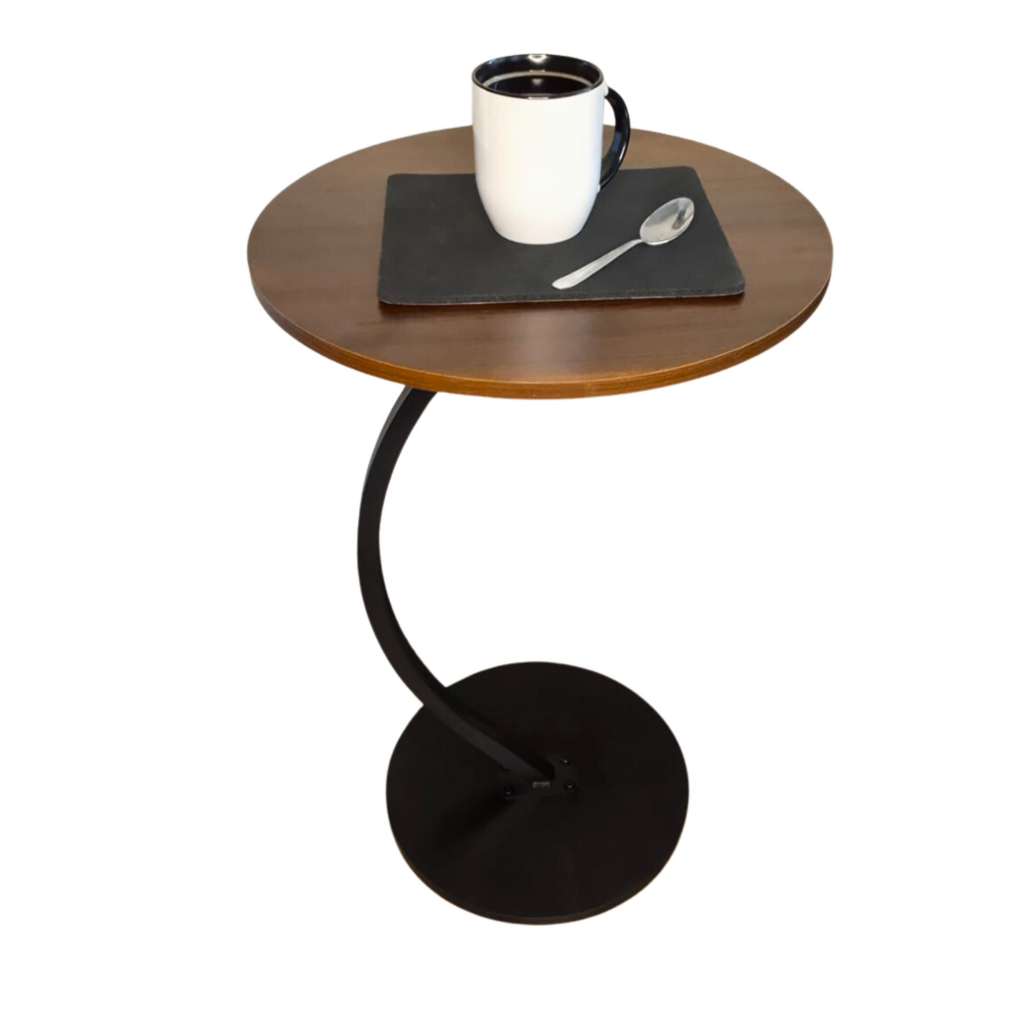 Mesa de Café Moderna con Base Metálica en S – Diseño Compacto y Elegante